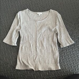 Banana Republic Gray Ribbed Fitted Blouse